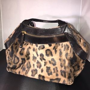 Kate Spade faux fur leopard print purse